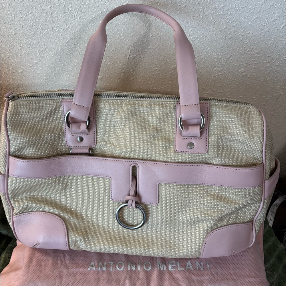 ANTONIO MELANI Cream and Pink Satchel Bag